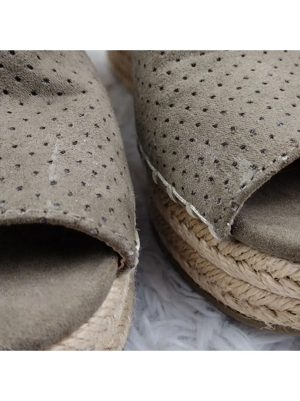 Jellypop Taupe Faux Suede Ankle Buckle Strap Wedge Heeled Espadrille Sandal Shoe
